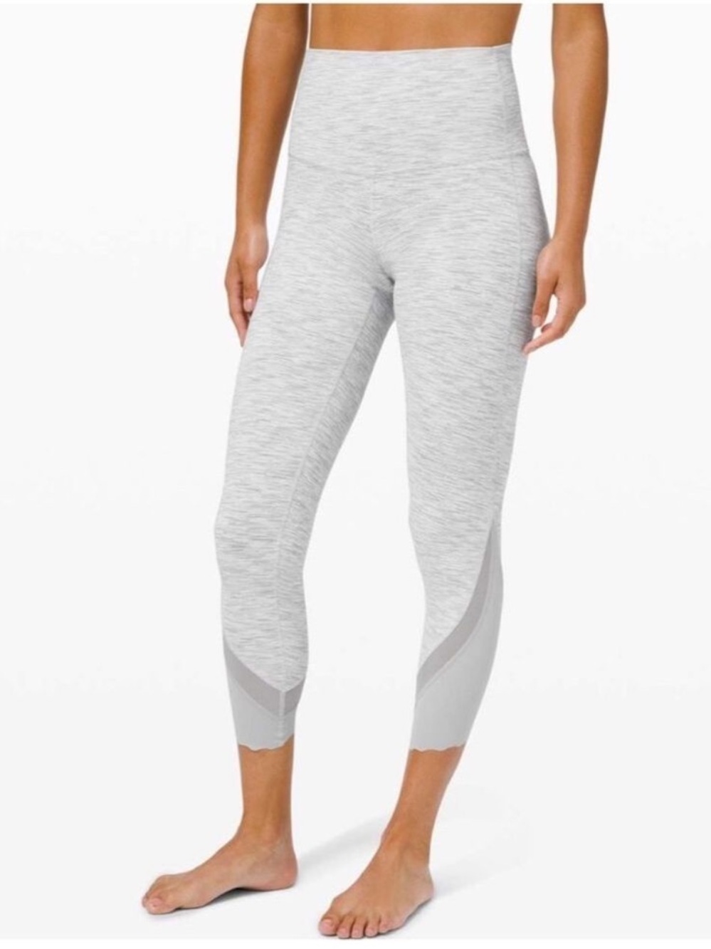 Lululemon Wunder Under Crop high rise Scallop Hem leggings size 6 grey